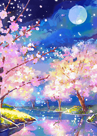 Beautiful night cherry blossoms#667