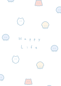 ゆるい海のいきもの | 水色パステルカラー