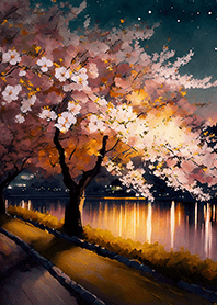 Beautiful night cherry blossoms#812