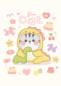 Cat dino so cute : minimal pastel lover