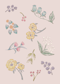 アンティークの花 ピンク