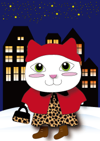 Fashionable cat in Winter.