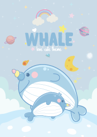 Whale Unicorn Pretty Galaxy Pastel Blue