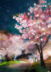 Beautiful night cherry blossoms#204