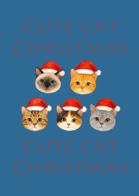 귀여운 고양이크리스마스-회색 파란색