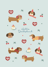 Hello dog! dachshund : green mint