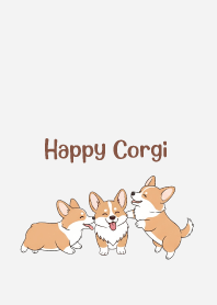 happy Welsh Corgi. white