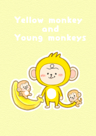 yellow monkey and young monkeys