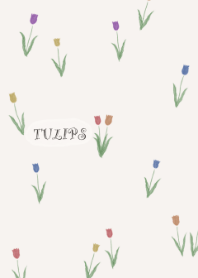Watercolor Tulips-Dull Rainbow color