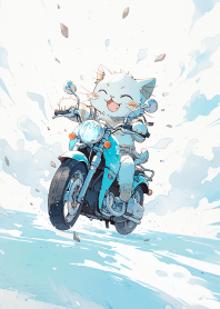 可愛的貓咪摩托騎士