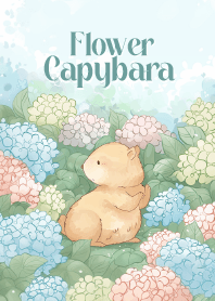 capybara in hydrangea_2