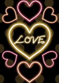 Neon heart -Yellow polka dot-