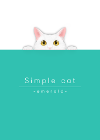 simple white cat/emerald green.