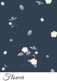 Flower 004-2 (Camellia/Navy Blue)