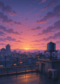 Sunset View from Quiet Rooftop