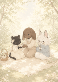 Natural Picnic Time with the Black Cat