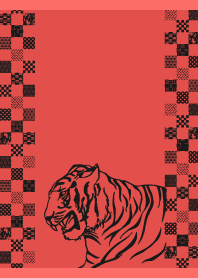 modern tiger on red