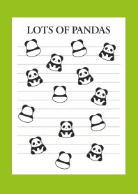 LOTS OF PANDAS NOTEBOOK/LEAF GREEN