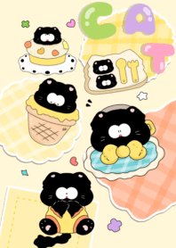 Black cat with light colored pastries1