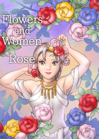 花と女性【薔薇】