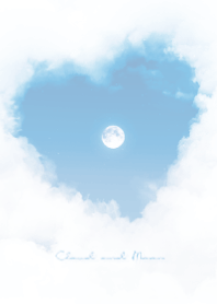 Heart Cloud & Moon  - gray & blue