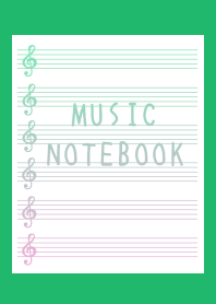 GRADIENT MUSIC NOTEBOOK-GREEN-WHITE