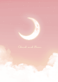 Cloud & Crescent Moon  - Peach Pink 01