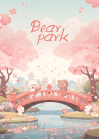 cute bear in sakura park