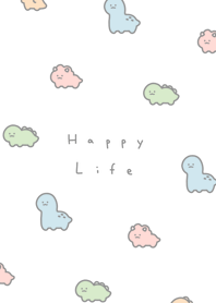 Smile Dinosaurs(pattern)/white pastel.