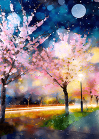 Beautiful night cherry blossoms#1964
