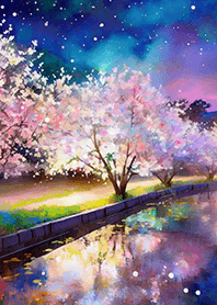 Beautiful night cherry blossoms#745