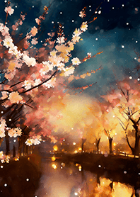 Beautiful night cherry blossoms#1031