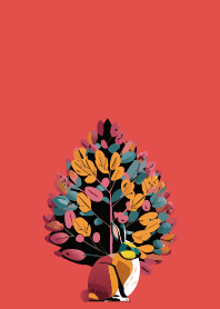 colorful tree and rabbit on...
