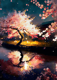 Beautiful night cherry blossoms#1007