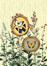 Vintage flowers and butterflies