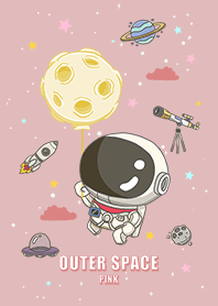 浩瀚宇宙 可愛寶貝太空人 滿月 粉紅色星空