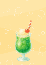 Melon Cream Soda on brown & yellow