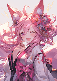 俏皮可愛的粉紅狐狸❤