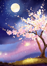 Beautiful night cherry blossoms#1621