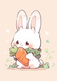 Little rabbit eating a carrot