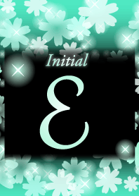 【E】イニシャル❤️お花-ミント×黒-