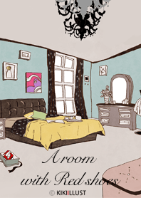 A room with red shoes