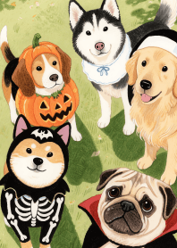 Love cute Dog Gang in Halloween