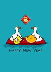 Daze Duck New Year Holiday blue green LINE theme LINE STORE