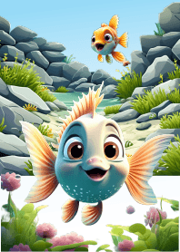 Cute fish cartoon theme