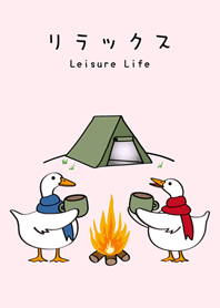 アヒルのカップルキャンプ(ピーチパウダー)