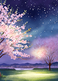 Beautiful night cherry blossoms#993