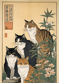 Ukiyo-e A Bunch of Cats 6C3225