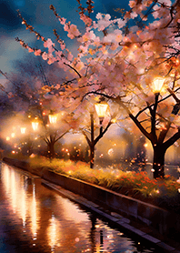Beautiful night cherry blossoms#536