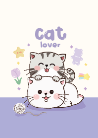 Cat couple cute : purple love
